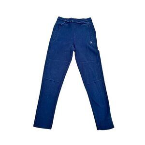 GapFit Navy Blue Activewear Pants L Elastic Waistband Zippered Pockets Cotton Bl
